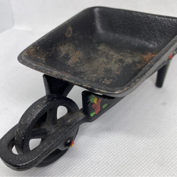 Vintage Miniature Wheel Barrel Cast Iron 6 1/2” L - Picture 2 of 5